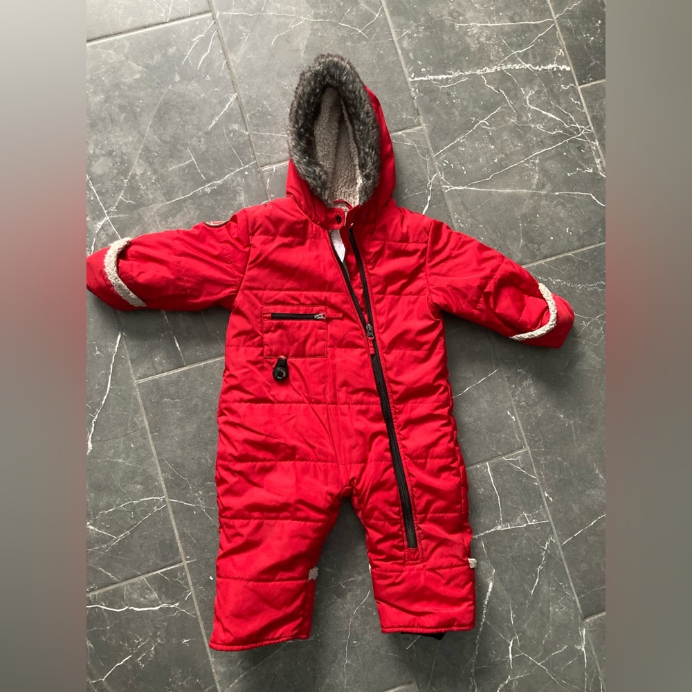 24month Blue Banana Red Faux Fur Snowsuit